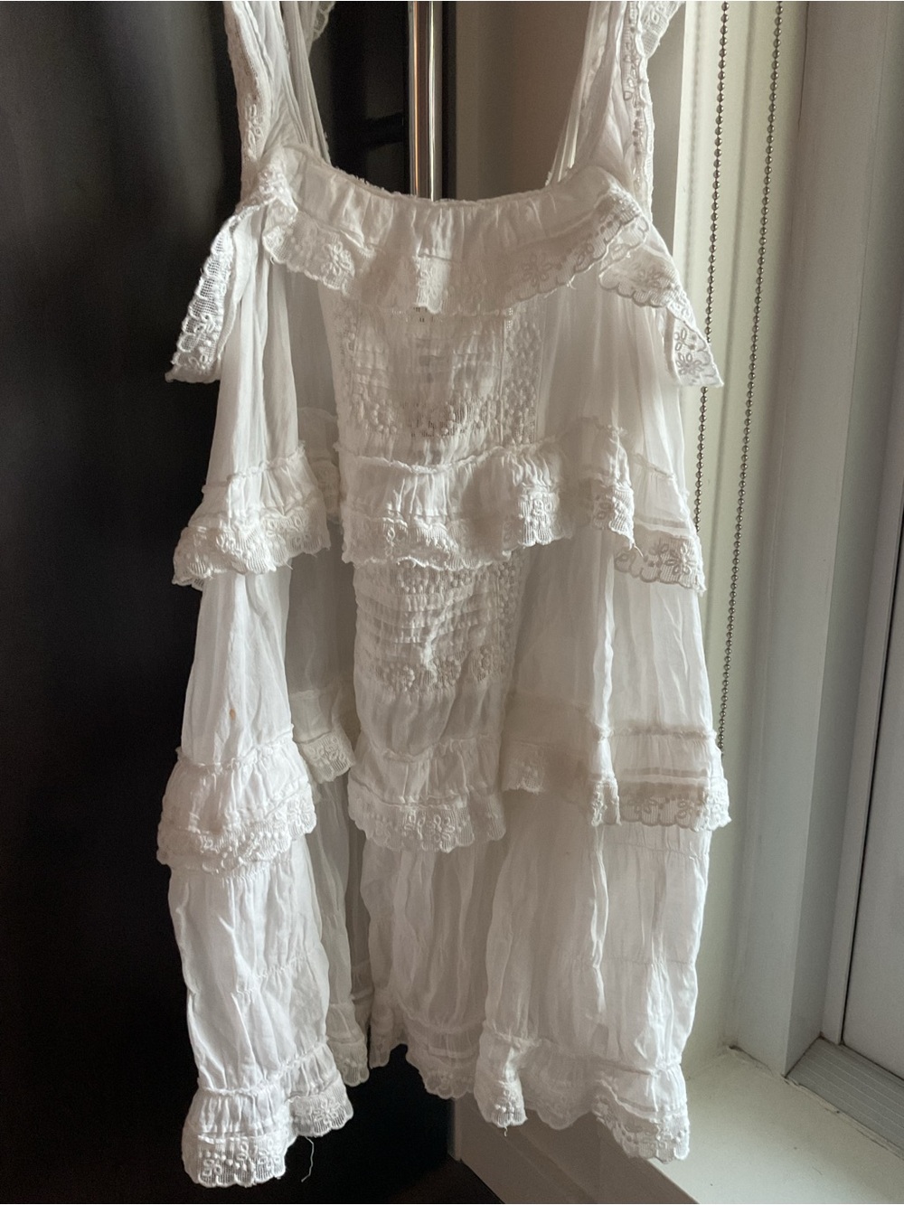 Free People White Lace Tiered Boho Tunic